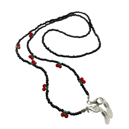 glasschain with black beads and cherries1